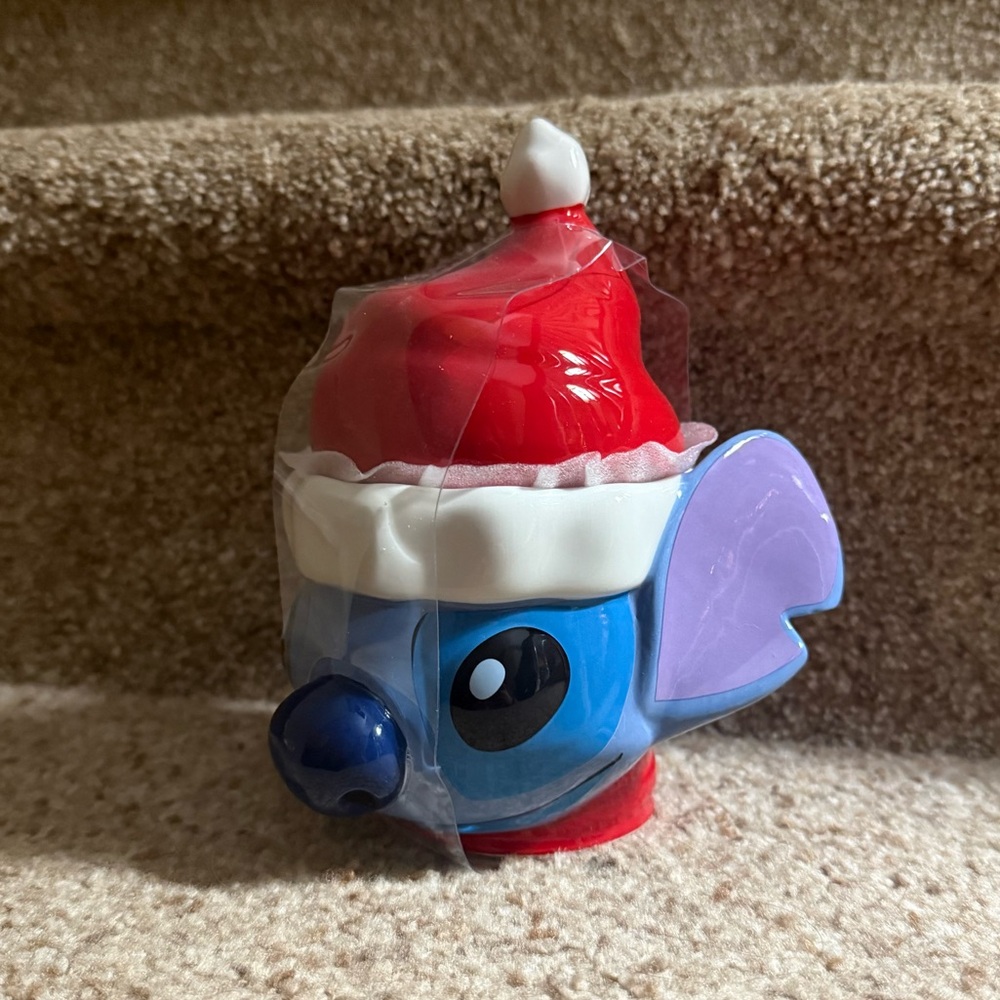 Disney Stitch Mug with Santa hat lid Christmas